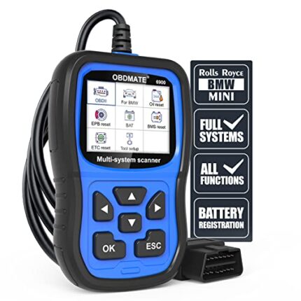 OBDMATE 6900 BMW Full Systems Diagnostic Scan Tool Automotive OBD2 Scanner Check Engine Fault Code Reader with Battery Registration CBS PCM Oil EPB ETCS Reset for BMW Mini Rolls Royce