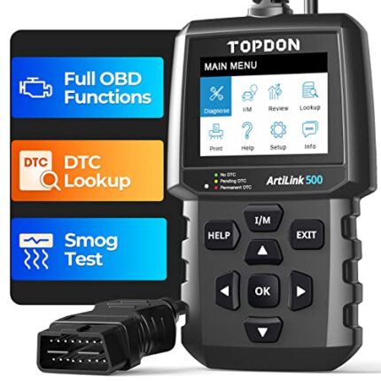 TOPDON AL500 OBD2 Scanner Code Reader with Full OBD2 Functions, all-in-1 Universal Auto Car Diagnostic tool, LCD Display Screen, Free Update, DTC Lookup, Data printing, Built-in Help Menus, 7 language