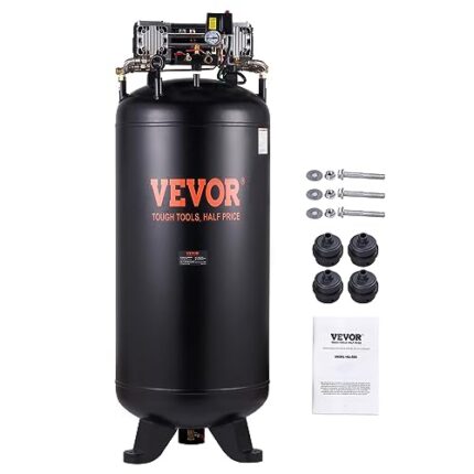 VEVOR Air Compressor 80 Gallon, 2-Stage 145PSI Oil Free Stationary Air Compressor Tank, 6.5HP 15.5SCFM@90 PSI, 86dB Quiet Compressor for Industrial Manufacturing, Construction Sites 3-Phase Power)