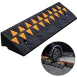 VEVOR Rubber Curb Ramp, 3.7" Rise Height Sidewalk Curb Ramp, 10" Width 39.4" Length Driveway Ramp for Curb, 15T Heavy Duty Driveway Curb Ramp for Forklifts, Trucks, Buses, Cars, Wheelchairs, Bikes