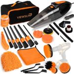 Viewsun 20PCS Car Cleaning Kit, Car Interior Detailing Kit with High Power Handheld Vacuum, Auto Detailing Drill Brush Set, Cleaning Gel, Complete Car Wash Kit Supplies for Deep Cleaning