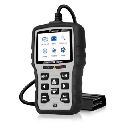 Visdector CR20 Pro Universal OBD2 Scanner Car Check Engine Fault Code Reader Enhanced Mode 6 Auto Diagnostic Tool for CEL Light, Read & Clear DTCs, Live Data, Voltage Test, Silver/Black