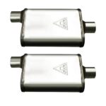 Colt Exhaust - Pair of Two 2.5" High Flow Dual Chamber Performance Mufflers (Offset/Center) - Stainless Steel
