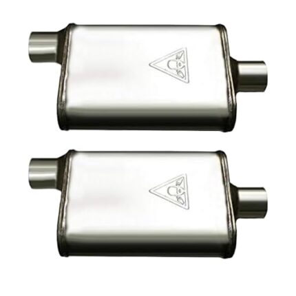 Colt Exhaust - Pair of Two 2.5" High Flow Dual Chamber Performance Mufflers (Offset/Center) - Stainless Steel