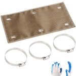 PLOZANO Titanium Pipe Shield with Gloves, Exhaust Heat Shield 12" x 6", 2 Layer Motorcycle Exhaust Heat Shield, Muffler Heat Shield Exhaust Wrap Pipe Heat Insulation Protection up to 1350°F