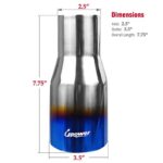 Upower 2.5" Inlet Burnt Blue Exhaust Tips, 3.5" Outlet, Set of 2 - Image 4