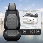 Chevy Malibu Seat Covers 2009-2025 Faux Leather Front Black Grey - Image 4