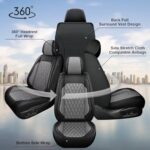 Chevy Malibu Seat Covers 2009-2025 Faux Leather Front Black Grey - Image 7