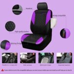 Purple Leather Car Seat Covers Full Set – Universal Fit, Airbag Safe - Image 3