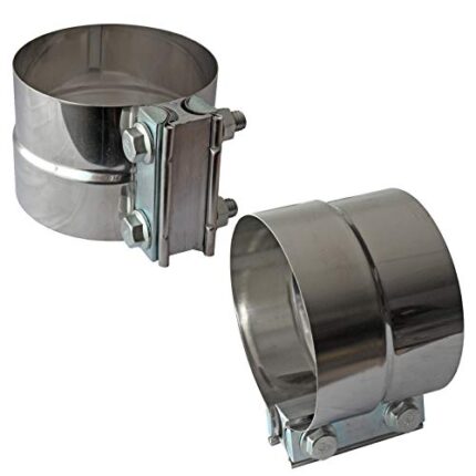 4" Lap Joint Exhaust Band Clamp - Stainless Steel With 1 Block 2Pcs For 4" Od To 4" Id Exhaust Pipe, Muffler, Elbow And Exhaust Tubing Connection(2 Pack)