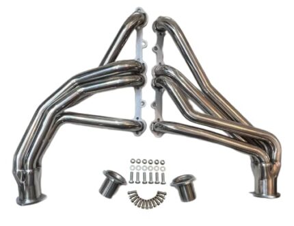 CERTIFIED AUTOMOTIVE EXPERTS Polished Stainless Steel Long Tube Exhaust Headers for Small Block Chevy in Chevy and GMC Trucks. 1967-1987 pickups. 2WD and Lifted 4WD. SBC 283 305 307 327 250 400