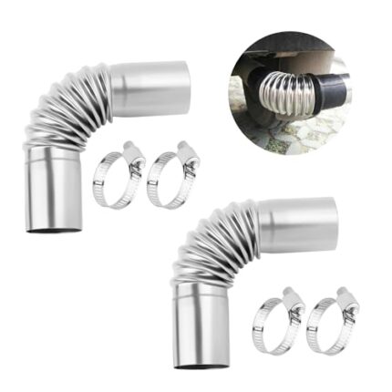 2PCS 24mm Diesel Heater Exhaust Pipes with 4PCS Clamps,Stainless Steel Exhaust Pipe Hose Elbow Connector,Universal Diesel Heater Accessories for Diesel Air Heater