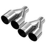Upower Pair of Dual Exhaust Tips Staggered Single Wall 304 Stainless Steel for ID: 2.5 inch/OD: 3.5"/ Length: 10.25"