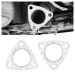 2PCS Exhaust Gasket,2" 3-Bolt Exhaust Flange Gasket,Multifunctional Manifold/Header/Muffler/Catalytic Converter Gaskets (2 inch)