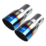 Upower Pack of 2 Blue Burnt Exhaust Tip 2.5" Inlet 3.5" Outlet 7.75 long 304 Stainless Steel 2.5" to 3.5" Exhaust Tail Pipe Tips Weld On Single Slant Cut