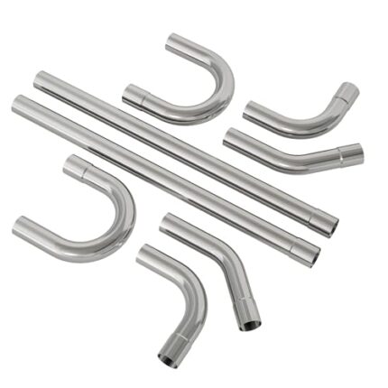 Jaxilyn Exhaust Pipe Kit 2.5 Inches Mild Steel DIY Custom Exhaust Kit Tubing Mandrel Bend Pipe Straight & U-Bend 16 Gauge Universal 8PCS