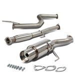 Auto Dynasty 4 inches Round Muffler Tip Cat-Back Exhaust System Compatible with Honda Civic Coupe Sedan EX 1992-2000, Stainless Steel