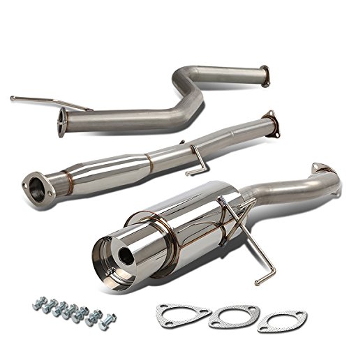 Auto Dynasty 4 inches Round Muffler Tip Cat-Back Exhaust System Auto Dynasty 4 inches Round Muffler Tip Cat-Back Exhaust System Compatible with Honda Civic Coupe Sedan EX 1992-2000, Stainless Steel