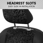 Leopard Print Car Seat Covers Front Seats Black Sideless Universal Fit 2pc Set - Image 3