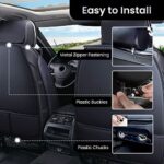 LUCKYMAN CLUB Black Leather Car Seat Covers Full Set, Waterproof & Universal Fit - Image 4