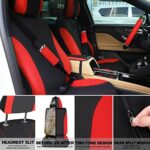 43-Piece Red Black Bling Car Accessories Set for Women – Seat Covers, Mats, Wheel Cover & More - Image 4