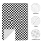 Breathable Muslin Cotton Baby Car Seat Cover - Black White Checkered Shade - Image 7