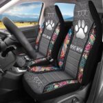 Boho Floral Dog Paw Car Seat Covers | Universal Fit | 4-Piece Full Set - Image 3