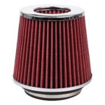 Cartman Clamp-On Engine Air Filter, Fit Intake Tube with 3/3.5/4in Diameter, Premium High Performance Replacement Filter, Washable and Reusable, Round Tapered, Red