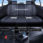 LUCKYMAN CLUB Black Leather Car Seat Covers Full Set, Waterproof & Universal Fit - Image 3