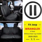 Jeep Wrangler JL Custom Leather Seat Covers - Black Full Set 4-Door 2018-2025 - Image 2