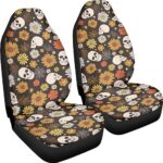Gothic Skull Car Seat Covers for Front Seats - Halloween Daisy Design - Image 4