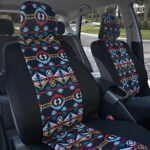 Blue Aztec Car Seat Covers Universal Fit Front Seats Geometric Print Sideless Design - Image 2