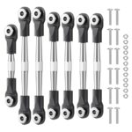 7Pcs Aluminum Alloy Adjustable Turnbuckles Camber Link with Rod Ends Sets Fit for 1/10 Traxxas Slash 4x4/2WD/Hoss 4X4 VXL/2WD/Rustler 4X4 VXL/2WD/Stampede 4X4 VXL /2WD Upgrades,Black