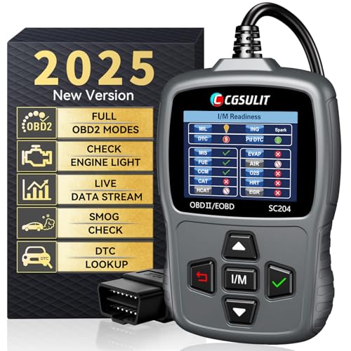 CGSULIT Scan Tool SC204 OBD2 Scanner, Check Engine Light Code CGSULIT Scan Tool SC204 OBD2 Scanner, Check Engine Light Code Reader with Reset, One-Click I/M, Clear Error Code, DTC Lookup & More, Car Diagnostic Tool for All OBDII/EOBD Vehicles After 1996, Grey