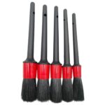 Car Detailing Brush Set of 5 - Soft Boar Hair, Car Wash Brush, Wheel Cleaner Brush, Car Dust Brush, Car Interior Leather Seat and Vent Brush, Car Detailing Kit