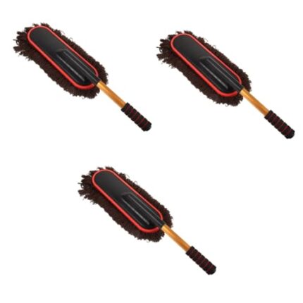 JECOMPRIS 3pcs Adjustable Car Wash Brush Pole Soft Cleaning Brush Set for Vehicle Cleaning Car Wash Kit Extendable Handle