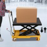 Heavy-Duty 500lb Steel Hydraulic Scissor Lift Table with Locking Wheels - Image 2