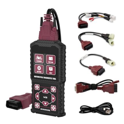 LUTIFIX M3-A Motorcycle Diagnostic Motorcycle Code Reader Scanner Motorcycle Diagnostic Tool with Voltage Test Quick Test for Honda 4P, Yamaha 2/3/4P, Kawasaki 4-6P,OBDII