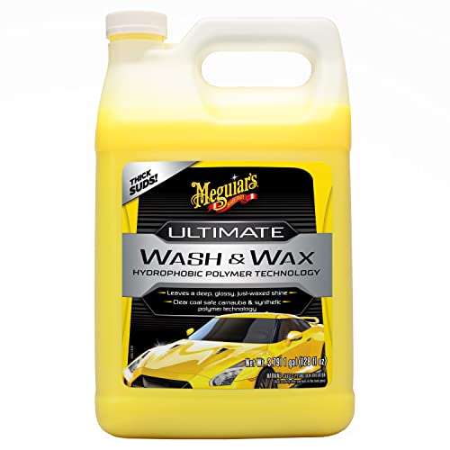 Meguiar's Ultimate Wash and Wax, Car Wash and Wax Cleans Meguiar's Ultimate Wash and Wax, Car Wash and Wax Cleans and Shines in One Step, Wash, Shine, and Protect with an Enhanced pH Neutral Car Paint Cleaner, 1 Gallon