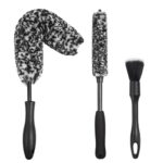 NIKCOSMK 3PCS Wheel Brush Kit for Cleaning Wheel and Tire, Wheel and Rim Brush, Car Detailing Brushes, Bendable & Durable Car Wheel Rim Cleaner Brush Set,Car Detailing Cleaning Brush Supplies Kit