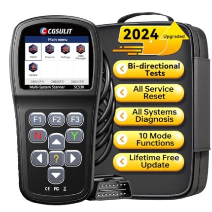 OBD2 Scanner Diagnostic Tool for Porsche, CGSULIT SC530 Full System Code Reader with 30+ Service, ABS Bleed, Oil/EPB/SRS/TPS/SAS/TCM/CKP/BCM Reset, Injector Coding, Bidirectional Scan Tool for Porsche