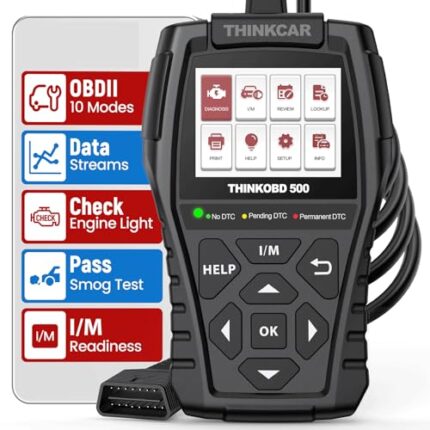 THINKCAR Thinkobd 500 OBD2 Scanner Check Engine Car Code Reader, Full OBD II CAN Diagnostic Scan Tool, Read and Clear Error Codes, Live Data, Vehicle Report, 2.8 Inches Dispaly