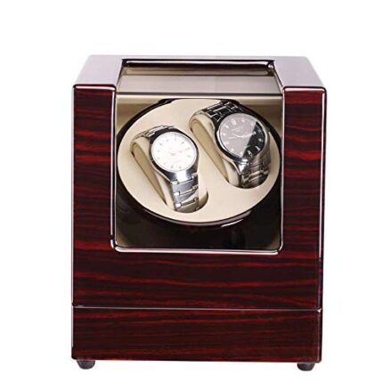 TMMLIJIPL 100% Handmade Automatic Double Wood Watch Winder for 2 Watches with Quiet Motor Display Box