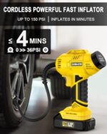 Portable 150 PSI Tire Inflator with 20V Battery & Digital Display - Image 2