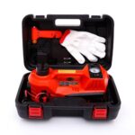 Trihelper Eelctric Car Jack 5 Ton 12V Floor Jack Hydraulic Jack Stand Car Lift Jack with Integrated Tire Pump for Sedans SUVs Tire Change (Red)