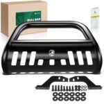 YHTAUTO 3" Bull Bar Push Bar with Skid Plate Light Mount Fit Nissan Models, Frontier 2022 2023 2024 2025, Alloy Steel Brush Guard for Truck Front Bumper Off Road Accessories