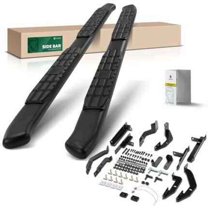 YHTAUTO 4.25" Running Boards Side Steps Fit Ford Maverick 2022-2024 (Include Hybrid Model), Crew Cab, Oval Bent Ends Carbon Steel Black Powder, Truck Cab Side Step Rails Off-Road Exterior Accessories