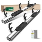 YHTAUTO 6" Running Boards Side Steps Fit 2007-2018 Chevy Silverado & GMC Sierra 1500, Crew Cab, Oval Straight Stainless Steel Polished Chrome, Truck Cab Side Step Rails Off-Road Accessories