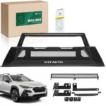 YHTAUTO Bull Bar Push Bar with Skid Plate Light Mount Fit Subaru Crosstrek 2018-2020, Heavy Duty Steel Brush Guard for Truck Front Bumper w/o Winch Frame Textured Black Off Road Accessories