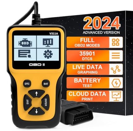 2024 Professional OBD2 Scanner Diagnostic Tool Enhanced Auto Check Engine with Read/Erase Fault Code, 35,901 DTCs, Cloud Data Print, Code Reader Scanner for Cars After 1996